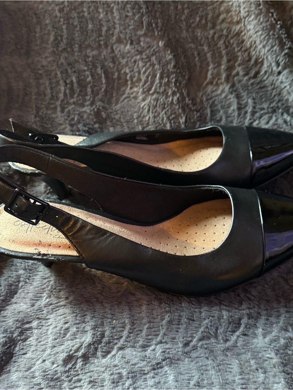 Clarks Black Slingback Pointed-Toe Heels
